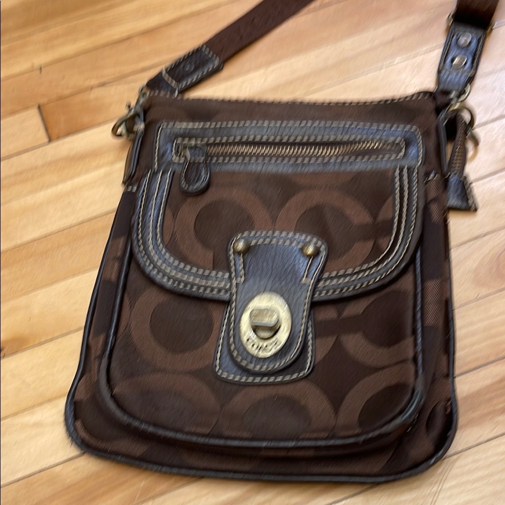 Coach Brown Crossbody Bag with Gold Accents